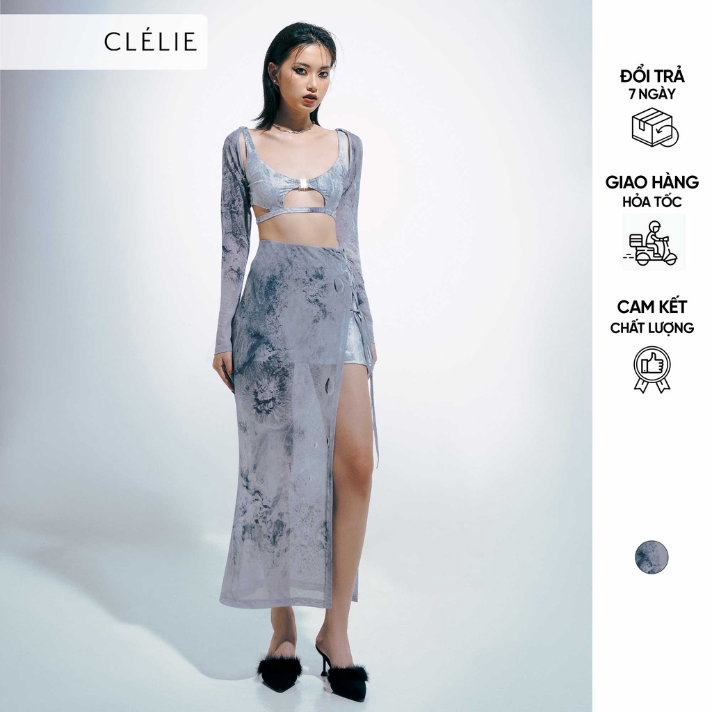 Oval Set - Áo Crop-Top Cột Dây Xéo Vai & Chân Váy Chữ A