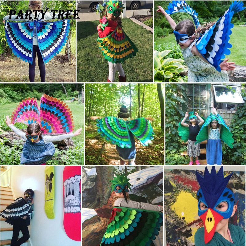 Trang Phục Halloween Chim Cánh W Mặt nạ Trẻ Em Trang Phục Động Vật Lạ Mắt Cosplay