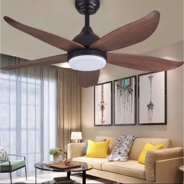 Quạt trần, quạt trần đèn 5 cánh cong 6 cấp độ gió hiện đại trang trí phòng ,động cơ DC (Bảo Hành 5 Năm)