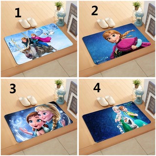 Thảm lót cửa chùi chân Frozen Elsa và Anna Tấm chùi chân Flannel in một mặt cho phòng tắm Nhà bếp Thảm lối vào Trang trí nội thất Thảm trải sàn chống trượt 60x40cm