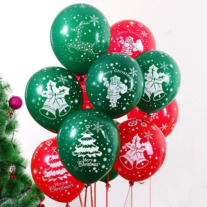 10 bóng Tết giáng sinh, halloween cỡ to màu cam đen trắng in hình đường kính 23cm