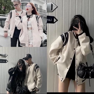 Áo Khoác Bomber Unisex Dạ 2 lớp phối sọc pha da nam nữ