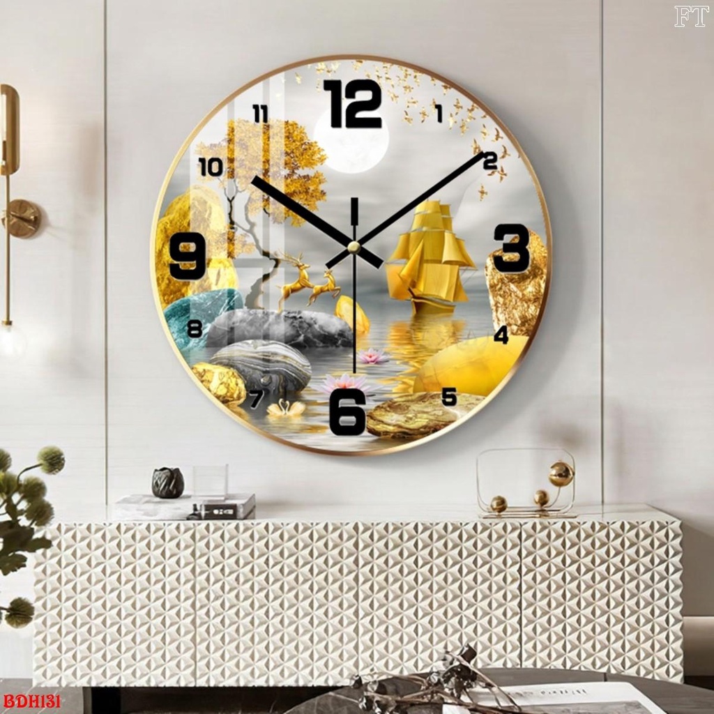 [Rẻ vô địch] Đồng Hồ Treo Tường Tráng Gương Kim Trôi Sang Trọng D30cm Và D60cm