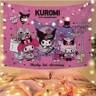 Tấm Thảm Nền Với Kẹp Nhân Vật Hoạt Hình Kuromi Polyester Hình Chữ Nhật Phòng Khách Phòng Ngủ Trang Trí Nhà Nền Trang Trí