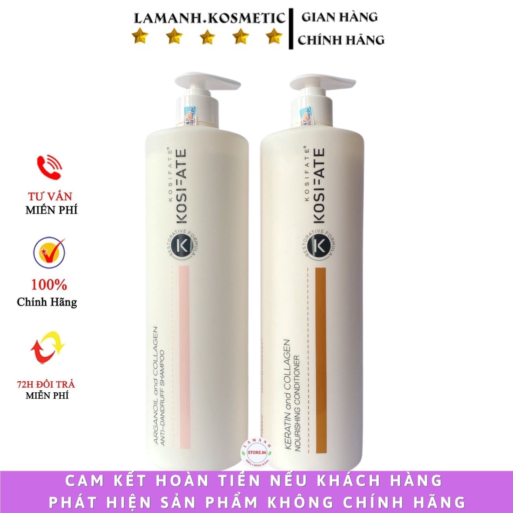 Dầu Gội xả KOSIFATE dưỡng sinh phục hồi tóc mềm mượt, giảm rụng tóc, giảm dầu, giảm gàu