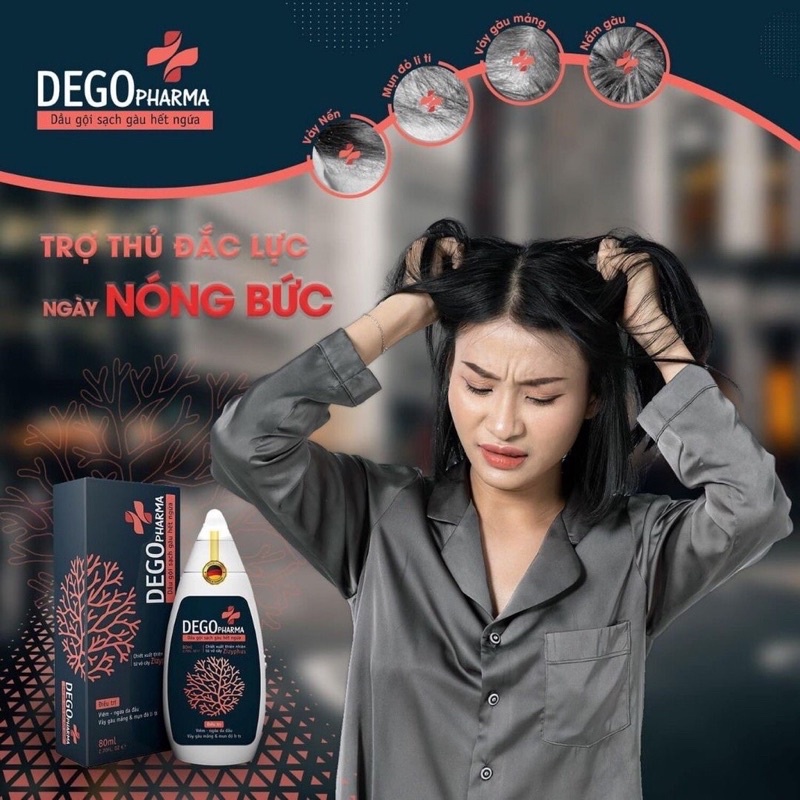 Combo 3 Dầu Gội Đầu DEGO PHARMA 80ml Dứt Điểm Gàu Ngứa Nấm Da Đầu & Viêm Da Tiết Bã