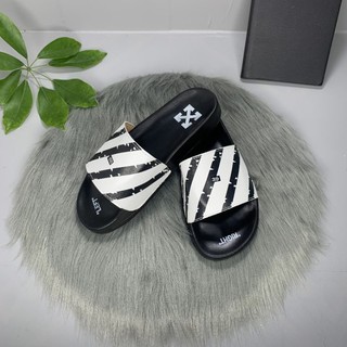 Dép Quai Ngang Off-White Zebra-Print Rubber Sliders Màu Đen hot nhất 2023