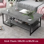 Bàn trà sofa ANA phòng khách mặt bàn họa tiết vân đá cẩm thạch 2 tầng khung thép chân sơn nhũ vàng mã SF01 — ảnh 3