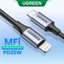 Cáp sạc nhanh UGREEN MFI Bradied USB C 20W PD thích hợp cho iPhone 14 / 14 Max / 14 Pro / Pro Max