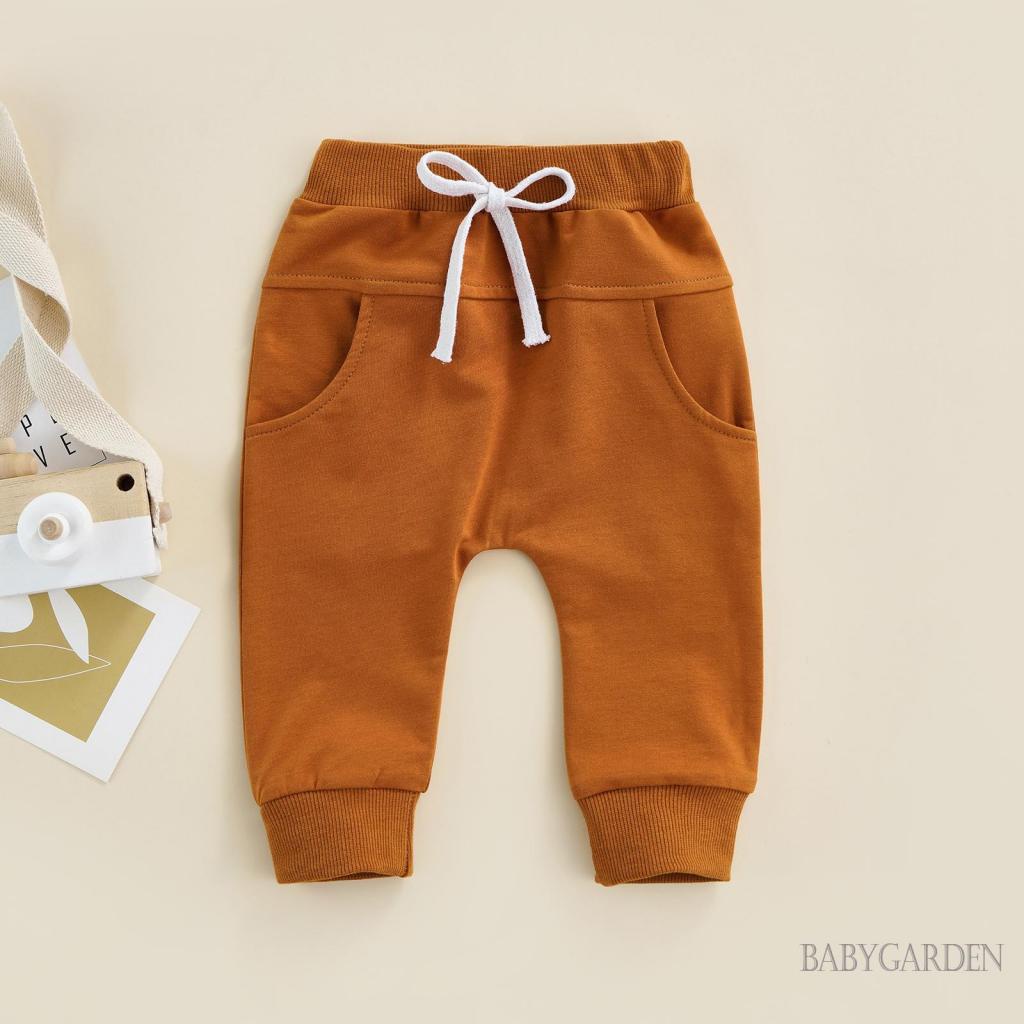 Quần Dài Lưng Thun Rút Dây Dáng Rộng Màu Trơn Dễ Điều Chỉnh Cho Bé Trai 0-3 Tuổi