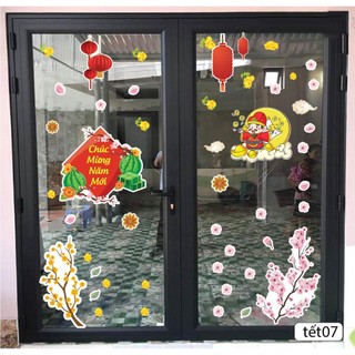 Decal dán trang trí Tết P1 ( được bế sẵn, chỉ cần lột ra dán như sticker )