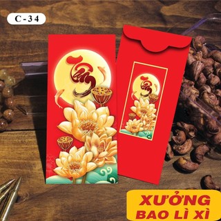 100 bao lì xì mẫu đỏ may mắn năm mới 2023, kt 8x16cm (C31-C40)