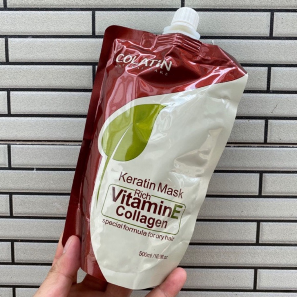 Hấp ủ, xả  toc VITAMIN E COLATIN MASK 500ml hỗ trợ phục hồi tóc mềm mại mượt mà