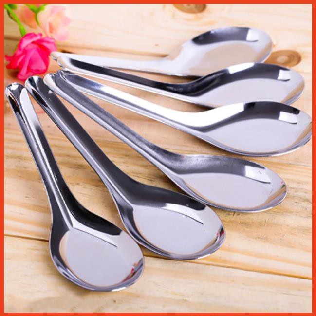 COMBO 2 Thìa ăn cơm Thìa ăn phở Thìa ăn súp inox cao cấp - Màu trắng bạc 15.5 cm