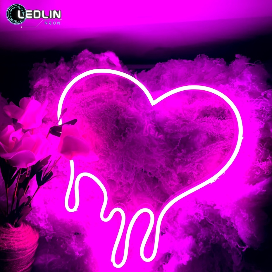 Đèn led neon hình trái tim tan chảy Ledlin 27 x 25 cm Trang trí phòng ...