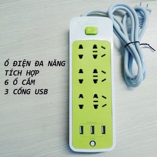 Ổ Cắm Điện Đa Năng 6 Lỗ 3 USB Có Công Tắc, Ổ Điện Gia Đình An Toàn