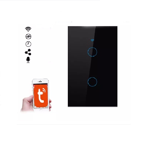 Công Tắc Wifi Tuya Smart Cảm Ứng 2 Gang màu đen