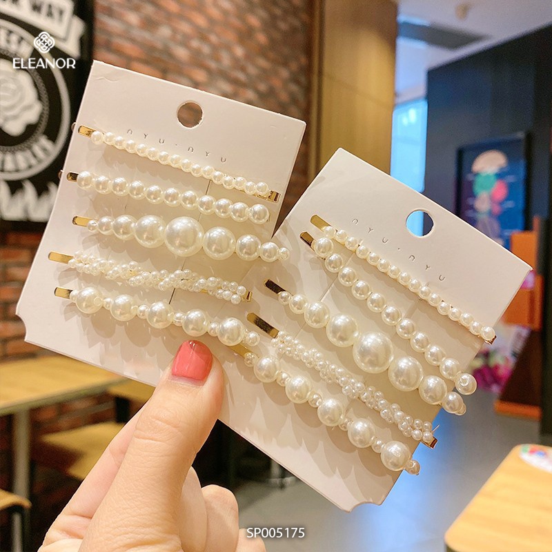 Set kẹp tóc nữ Eleanor Accessories đính ngọc trai nhân tạo kẹp tóc mái phụ kiện tóc 5175