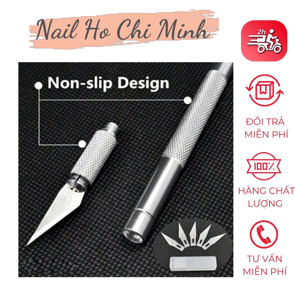 Dao cắt bột nail inox tặng kèm 5 lưỡi dao thay thế