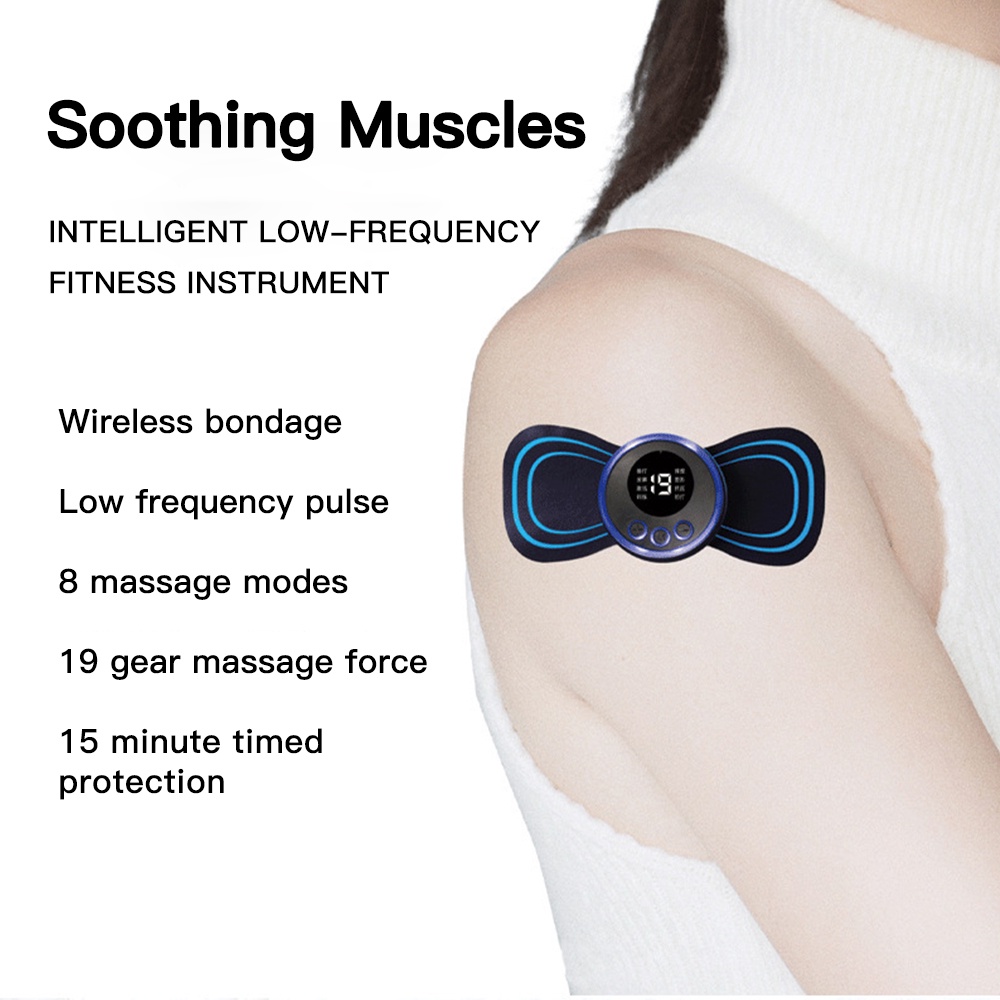 Máy Massage Cổ EMS 8 Chế Độ Kèm Miếng Dán Massage Giảm Đau Kích Thích Cơ Bắp Màn Hình LCD