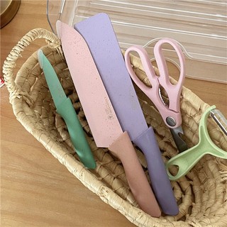 Bộ dao kéo nạo 6 món lúa mạch kháng khuẩn kèm hộp sắc màu đẹp { H }