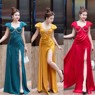 Đầm dạ hội đính dây pha lê cao cấp