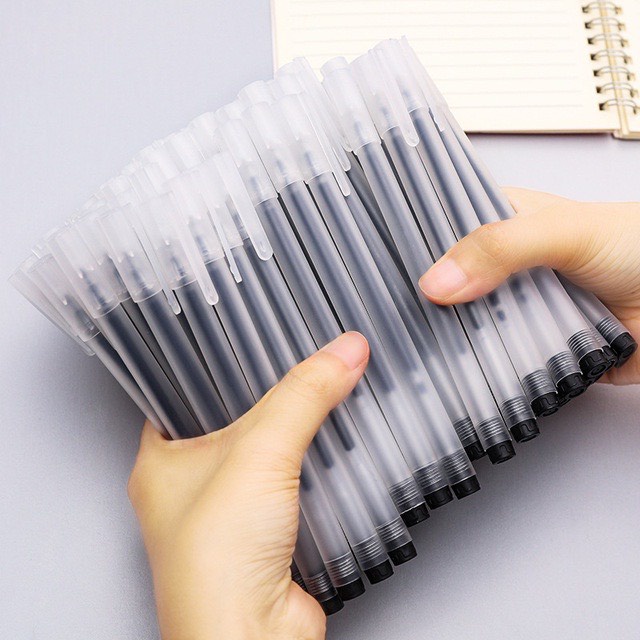 [Tặng kèm túi vải] Combo 20-50-100 Bút đen gel nhám xanh đỏ đen nhanh khô, giúp tránh tình trạng lem mực khi sử dụng