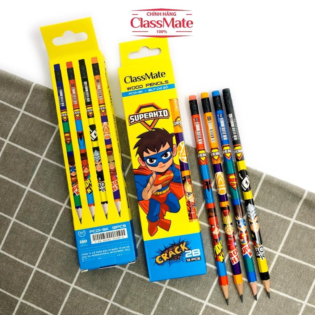Hộp 12 Bút Chì 2B Gỗ Có Tẩy CLASSMATE Hình Siêu Nhân Ngộ Nghĩnh, Chì ...