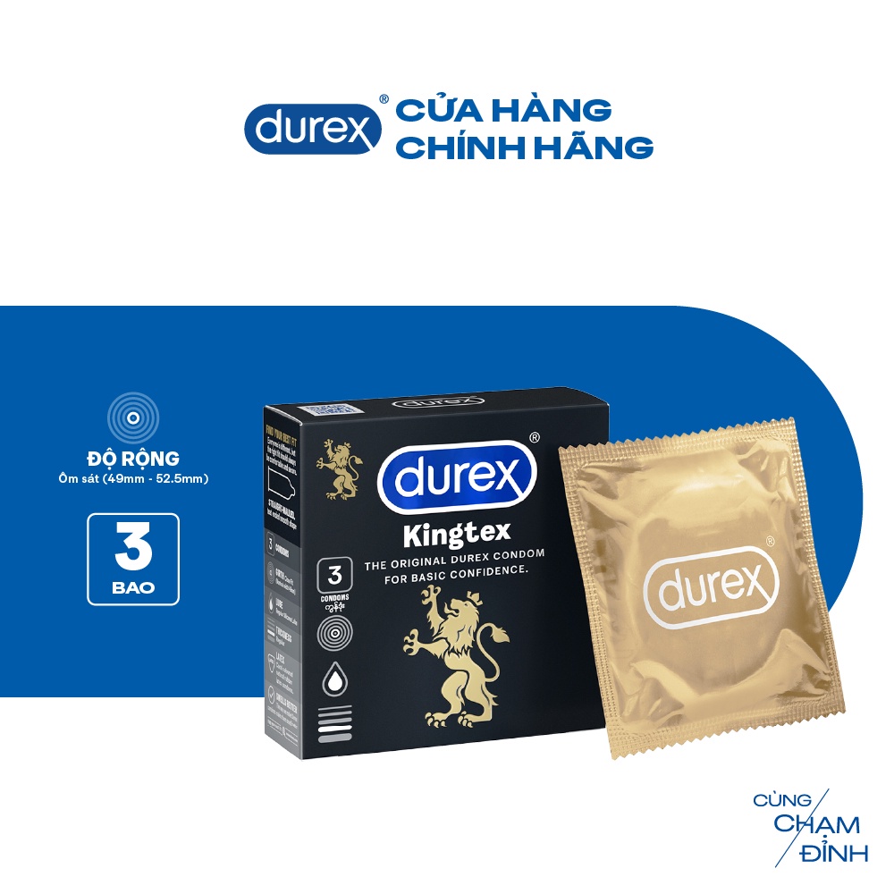 Ảnh Bao cao su Durex Kingtex ôm sát, bôi trơn, size 49mm, hộp 3 bao 2