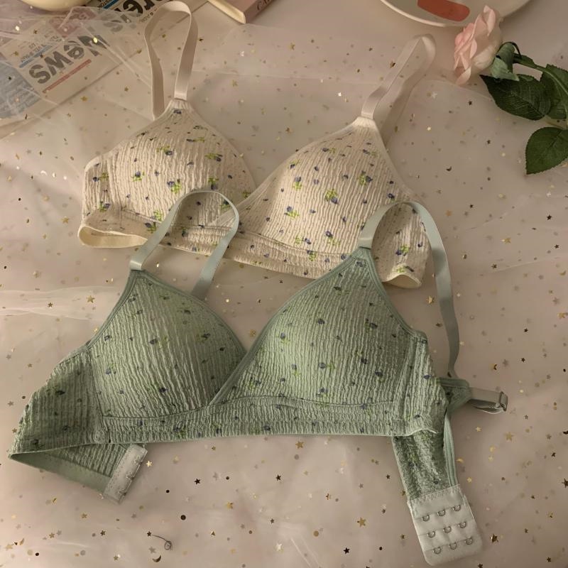 Áo Ngực cotton Không Gọng 3 / 4 cup Họa Tiết Hoa Quyến Rũ Cho Nữ