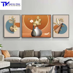 Tranh Treo Tường Bình Hoa , Tranh Tráng Gương ( Bộ 3 Tấm 2 Bé 1 To )