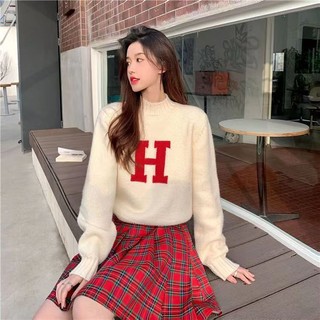 Áo Khoác Len Dệt Kim Tay Dài Dáng Rộng Ngắn Phong Cách Giáng Sinh