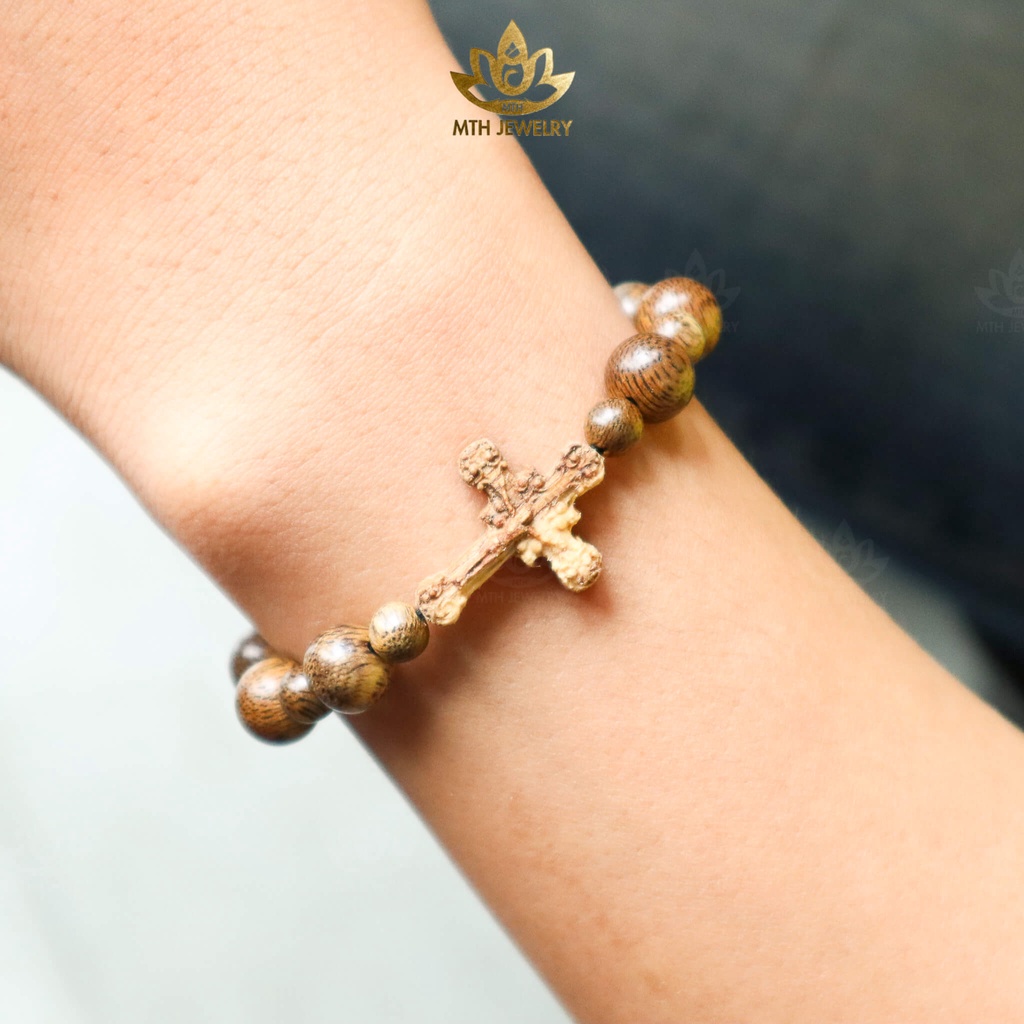 Ảnh Vòng Tay Trầm Hương Mân Côi 8mm Size Bé (10 hạt To) Trầm Tốc Việt - MTH JEWELRY 3