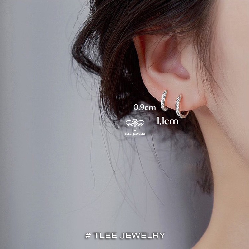 Ảnh Khuyên tai bạc nữ TLEE tròn nạm đá sang trọng TLEE JEWELRY B0124 3