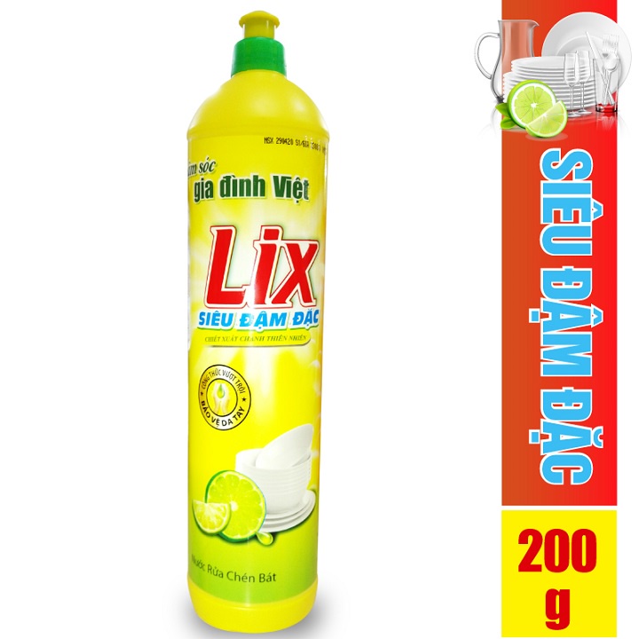 [Mã BMLTA35 giảm đến 35K đơn 99K] Nước rửa chén LIX siêu đậm đặc hương chanh 200g N201