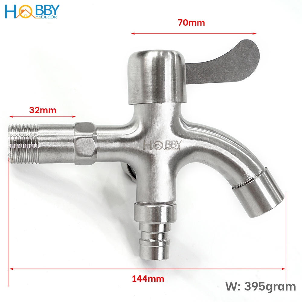 Củ sen lạnh 2 van xả đóng mở HOBBY Home Decor CS3 inox 304 ren 21