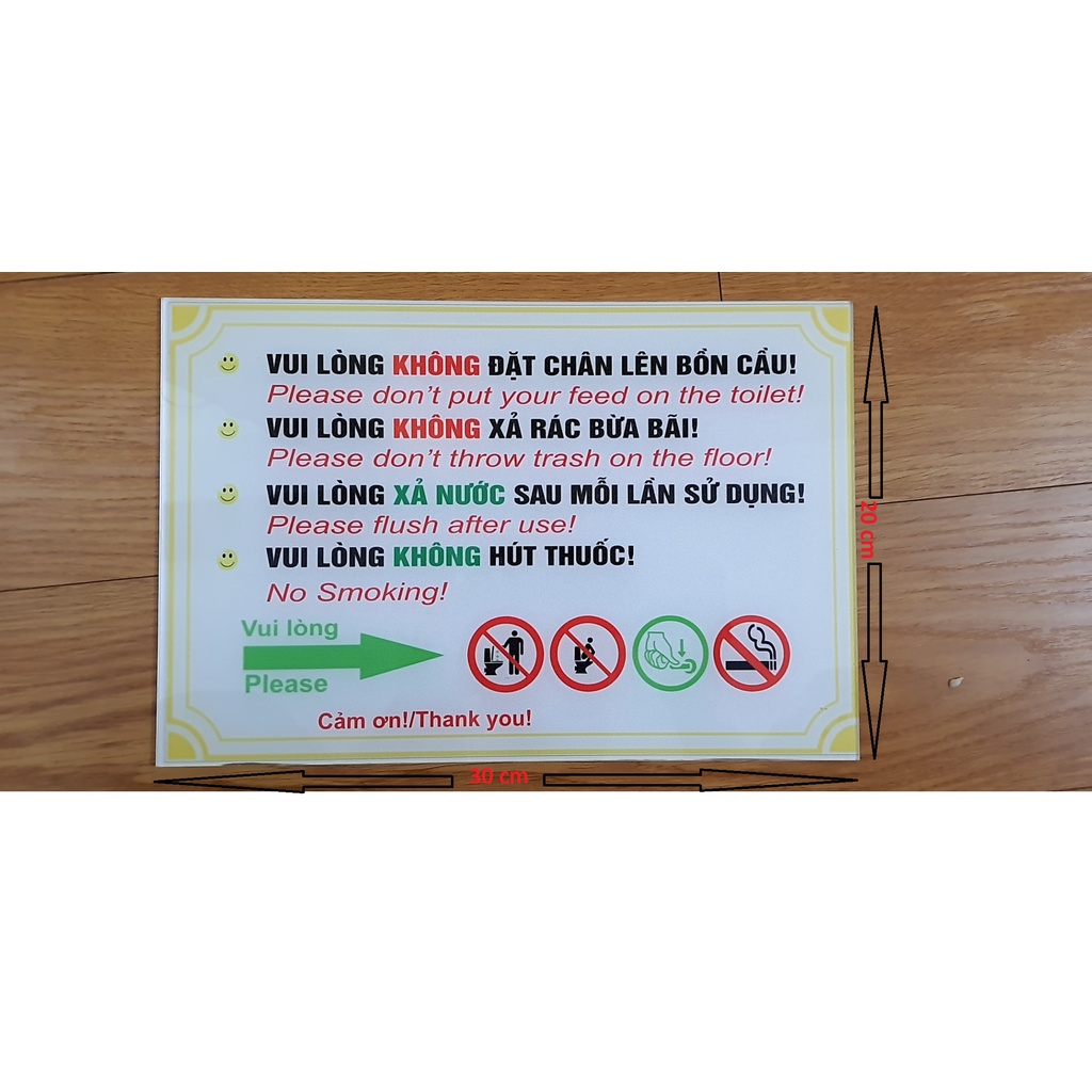 Bảng Nội Quy Nhà Vệ Sinh BEDO Dán Tường Chống Thấm Nhắc Nhở Giữ Vệ Sinh Văn Minh Lịch Sự