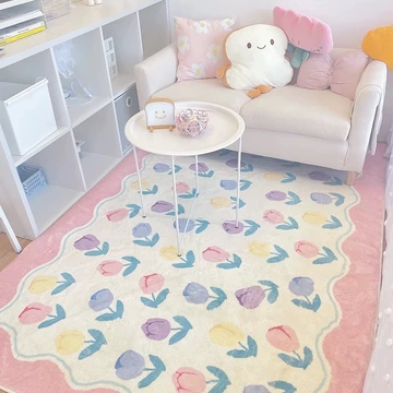 ̉m trải sàn Vải nhung lông cừu hoa tulip thảm trải sàn phòng ngủ 120 * 160 140 * 200 thảm trải sàn phòng khách thảm lông ̉i sàn phòng ngủ ̉m ̀ng