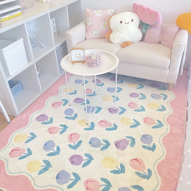 ̉m trải sàn Vải nhung lông cừu hoa tulip thảm trải sàn phòng ngủ 120 * 160 140 * 200 thảm trải sàn phòng khách thảm lông ̉i sàn phòng ngủ ̉m ̀ng