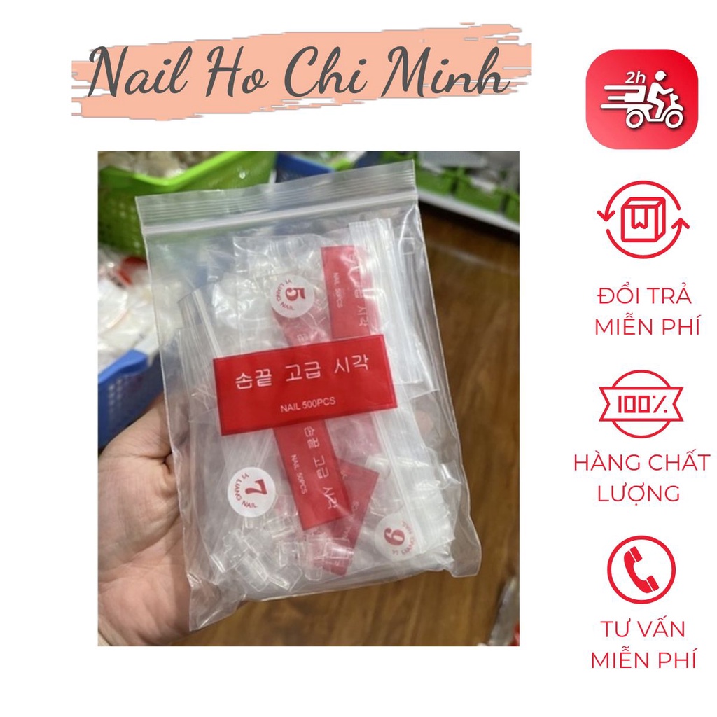 Set móng nối chân form chuẩn, set 500 móng, được đánh mã số từ 0 đến 9