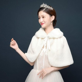 VOIDLESS Sang Trọng Quấn Giả Lông Làm Dày Áo Mềm Phụ Kiện Đám Cưới Áo Cưới Khăn Choàng Lông Thanh Lịch