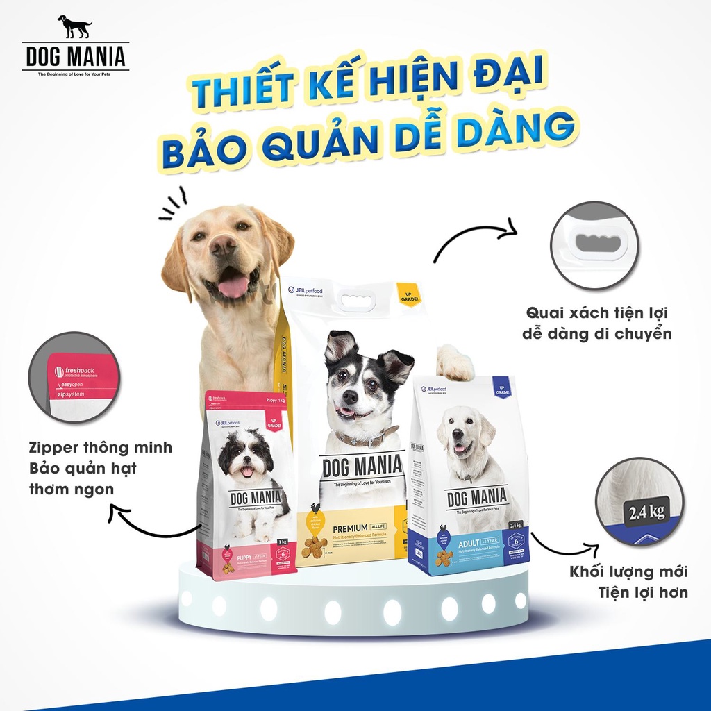 [1KG] DOG MANIA ADULT - Thức ăn hạt khô cho chó trưởng thành nhập khẩu Hàn Quốc