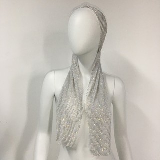 Vipdeal1 Khăn Trùm Đầu Bằng Lưới Cá Đính Đá Lấp Lánh Khăn turban Đội Đầu
