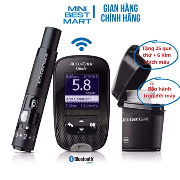 Máy đo đường huyết Accu-Check Guide + Kèm 25 que test thử máu và 10 kim lấy máu