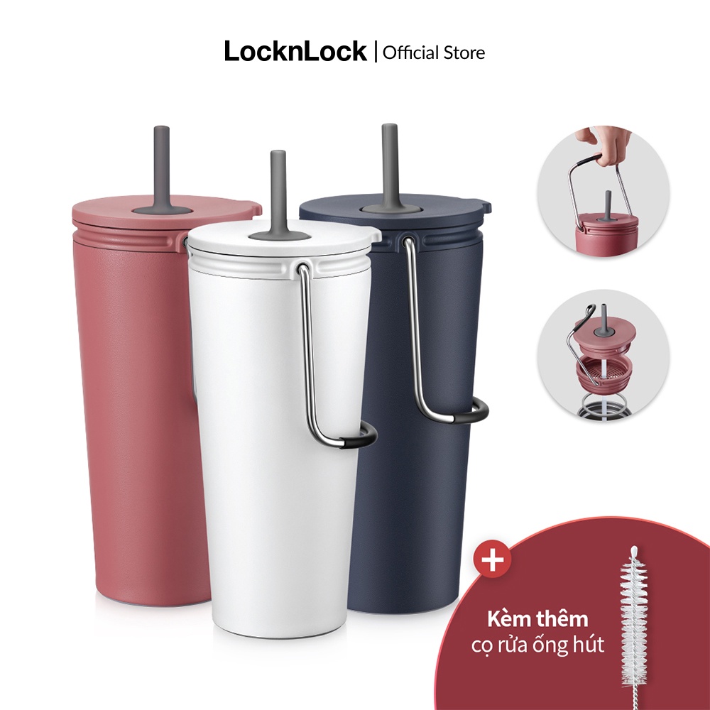 [Mã LIFEMC07CBAU giảm 50k đơn 350k] Bình giữ nhiệt Lock&Lock Bucket Tumbler W/Straw 540ml có ống hút LHC4268 (3 màu)