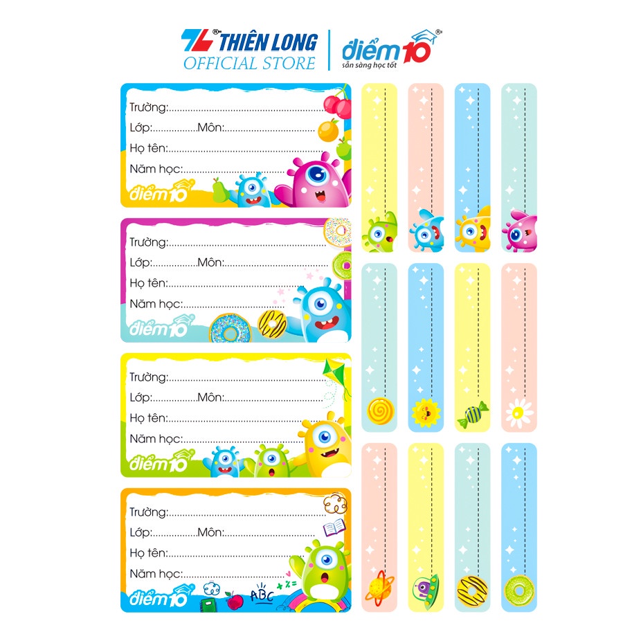 Ảnh Combo 100 nhãn vở học sinh có keo dán Thiên Long Điểm 10 TP-NBL006 3