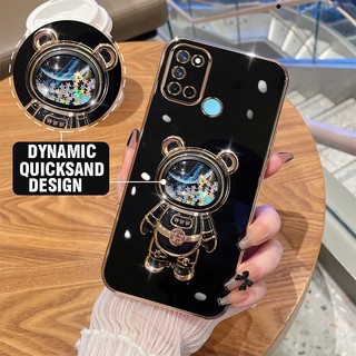 ốp lưng Realme 7i Realme c17 Ốp Điện Thoại TPU silicone Mềm Mạ Điện 3D Có Giá Đỡ Hình Gấu Kim Tuyến Cho Realme 7i Realme c17