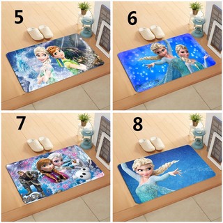 Thảm lót cửa chùi chân Frozen Elsa và Anna Tấm chùi chân Flannel in một mặt cho phòng tắm Nhà bếp Thảm lối vào Trang trí nội thất Thảm trải sàn chống trượt 60x40cm