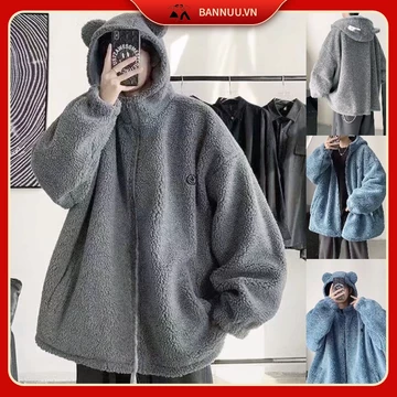 Áo Khoác Hoodie Len Màu Trơn Có Khóa Kéo áo hoodie Nam Nữ Phong Cách Hàn Quốc áo hoodie có dây kéo Đơn Giản Thời Trang áo hoodie dày