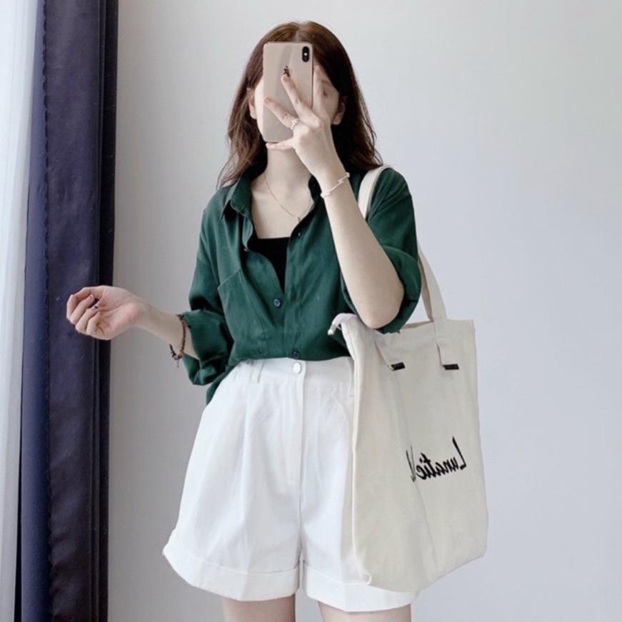 Quần đùi nữ ống rộng Basic gập gấu có chun sau dễ phối đồ - QO025